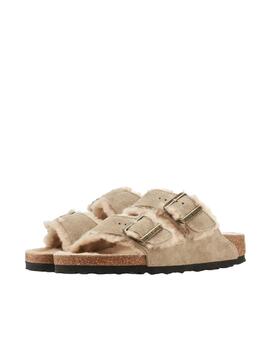 Sandalia Birkenstock Arizona Shearling LEVE Taupe