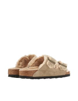 Sandalia Birkenstock Arizona Shearling LEVE Taupe