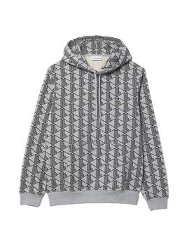 Sudadera Lacoste Capucha Monograma Negra Hombre