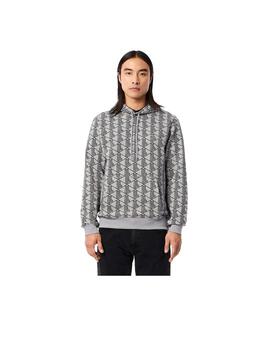 Sudadera Lacoste Capucha Monograma Negra Hombre