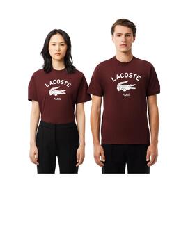 Camiseta Lacoste Estampado Granate Unisex