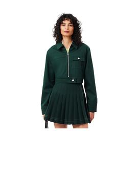 Chaqueta Lacoste Cropped Pespuntes Verde Mujer