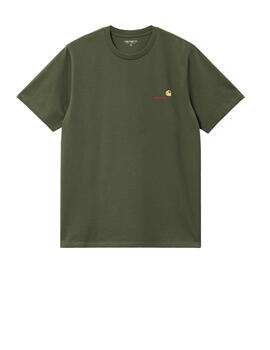 Camiseta Carhartt S/S American Script Verde Hombre