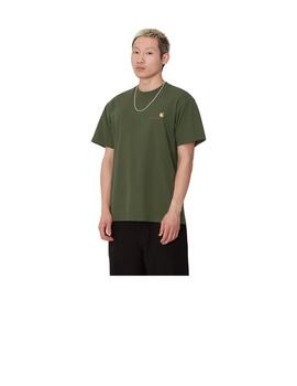 Camiseta Carhartt S/S American Script Verde Hombre