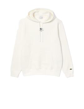 Sudadera Lacoste Capucha Estampada Blanca Unisex