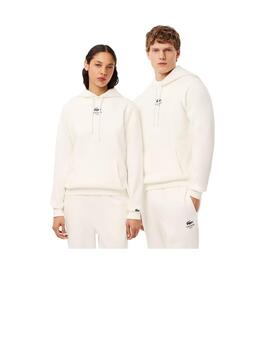 Sudadera Lacoste Capucha Estampada Blanca Unisex