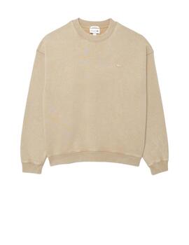 Sudadera Lacoste Efecto Lavado Beige Unisex