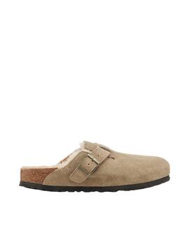 Zueco Birkenstock Boston Shearling LEVE Taupe Muje