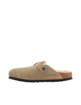 Zueco Birkenstock Boston Shearling LEVE Taupe Muje