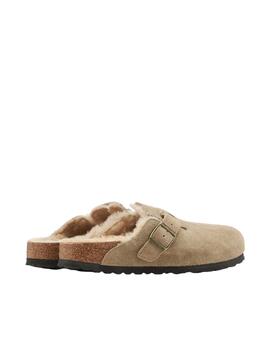 Zueco Birkenstock Boston Shearling LEVE Taupe Muje