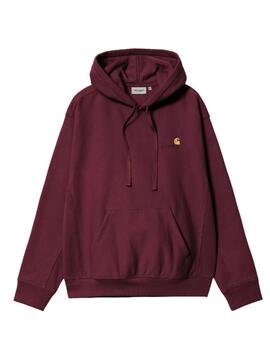 Sudadera Carhartt American Script Burdeos Hombre