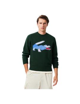 Jersey Lacoste Motivo Cocodrilo Verde Hombre