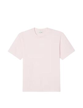 Camiseta Lacoste Classic Fit Signature Rosa Unisex