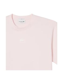 Camiseta Lacoste Classic Fit Signature Rosa Unisex