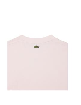 Camiseta Lacoste Classic Fit Signature Rosa Unisex