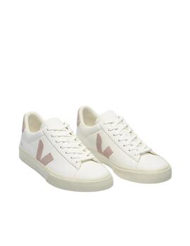 Zapatilla Veja Campo Blanco Rosa Mujer