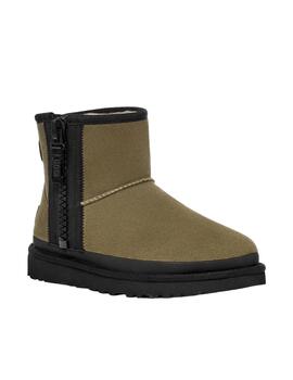 Bota Ugg Classic Mini Zipper Tape Logo Verde Mujer