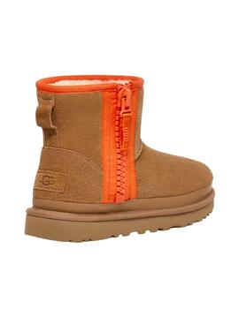 Bota Ugg Classic Mini Zipper Tape Logo Marrón Mujer