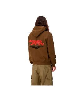 Sudadera Carhartt Hooded Rocky Script Marrón Hombre