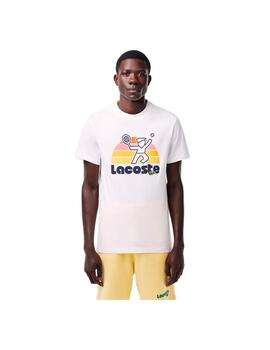 Camiseta Lacoste Estampado de Tenis Blanca Hombre