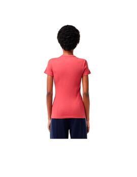 Camiseta Lacoste Slim Fit Coral Mujer