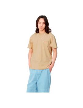 Camiseta Carhartt S/S American Script Beige Hombre