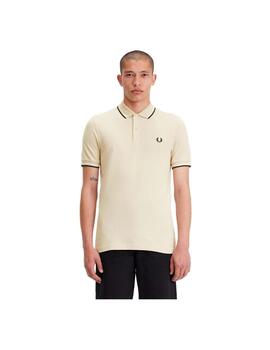 Polo Fred Perry Con Ribete Beige Hombre