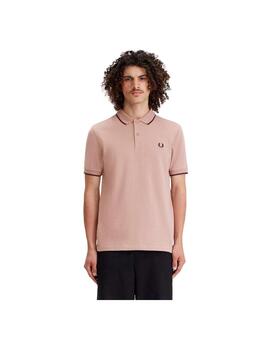 Polo Fred Perry Con Ribete Rosa Hombre