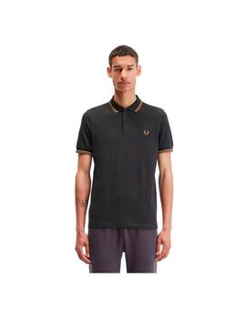 Polo Fred Perry Con Ribete Gris Hombre