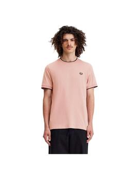 Camiseta Fred Perry Con Ribete Rosa Hombre