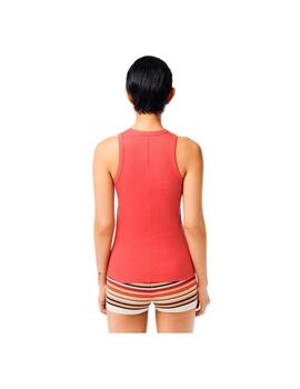 Camiseta Lacoste Slim Fit Coral Mujer