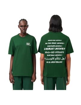 Camiseta Lacoste Con Eslogan Verde Unisex