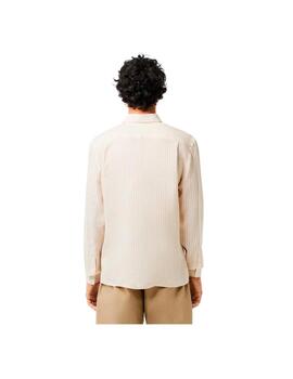 Camisa Lacoste Regular Fit Beige Hombre