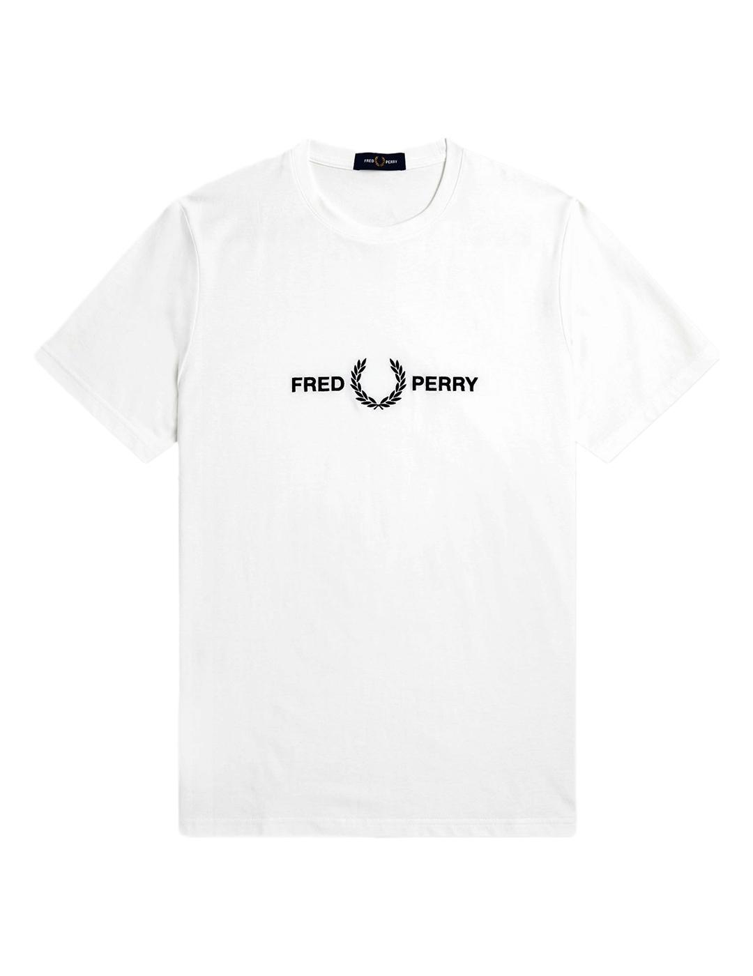Camiseta Fred Perry Embroidered Blanco Hombre