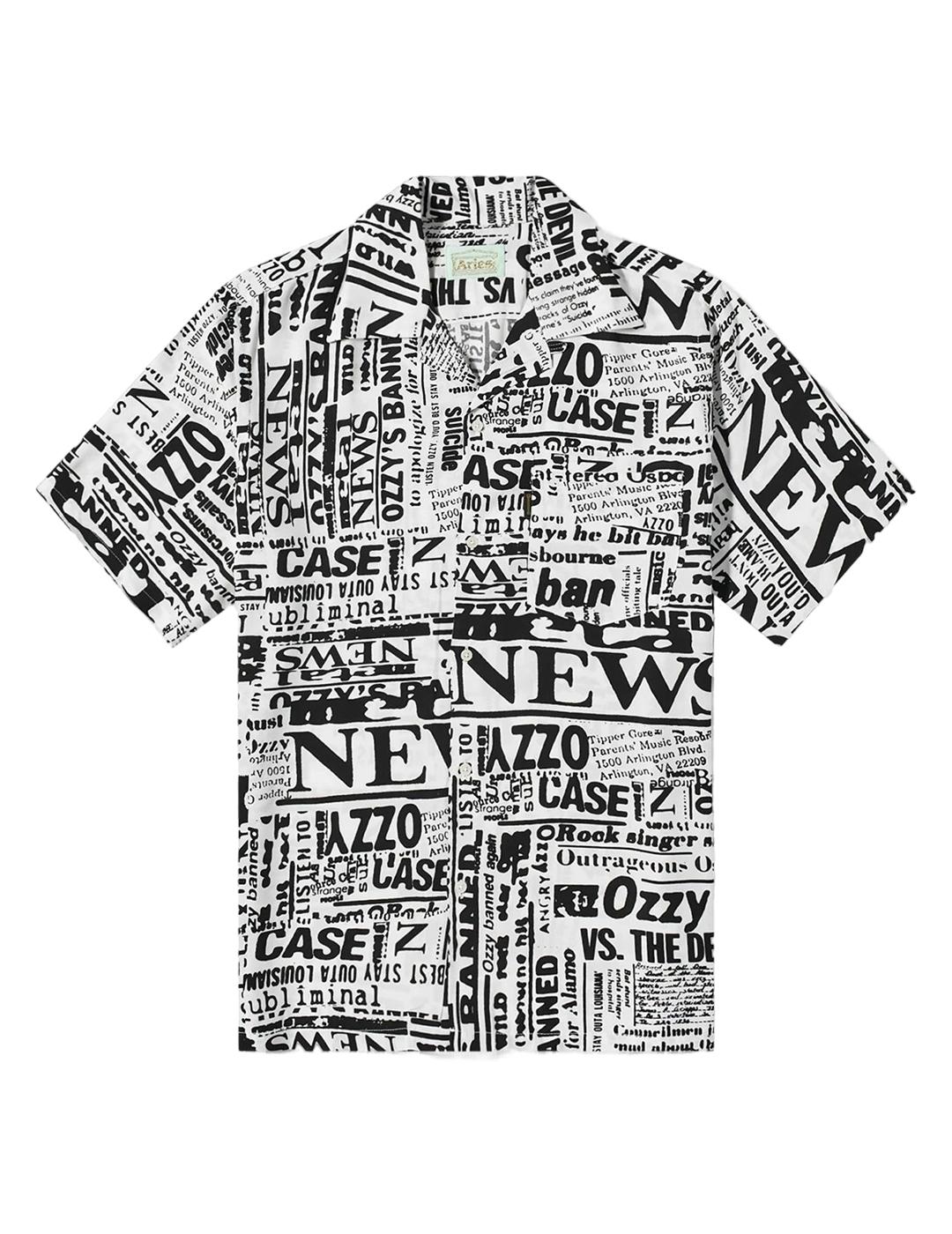 Camisa Aries Ozzy Hawaiian Blanco Hombre