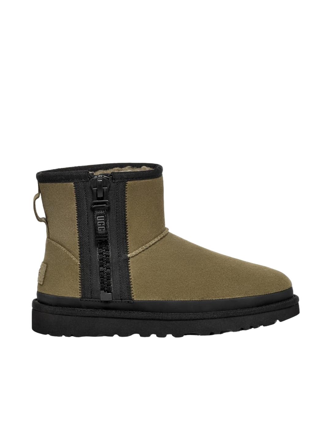Bota Ugg Classic Mini Zipper Tape Logo Verde Mujer