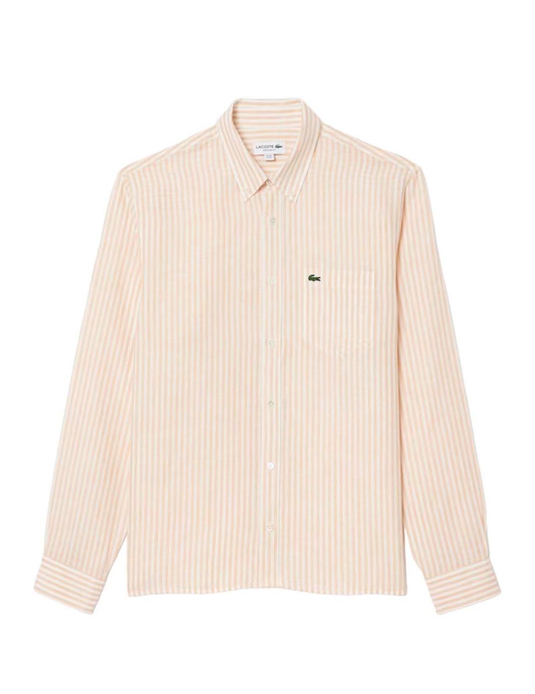 Camisa Lacoste Regular Fit Beige Hombre