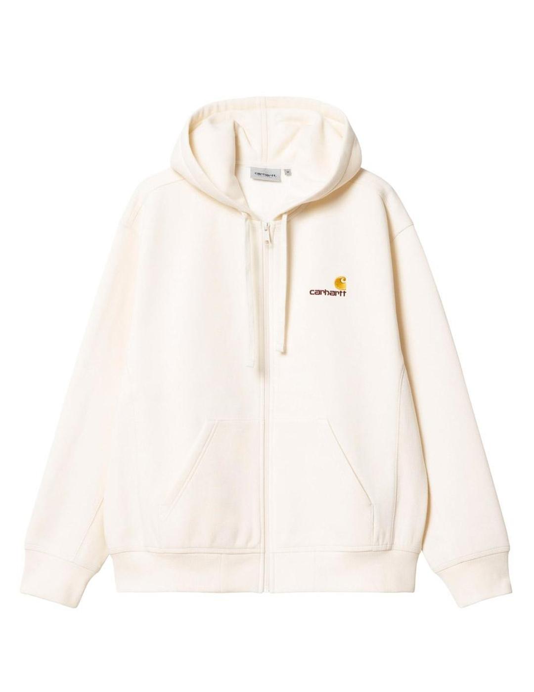 Chaqueta Carhartt Hooded American Script Beige Hombre