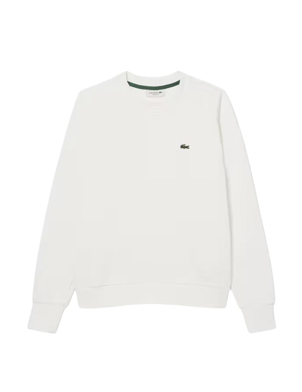 Sudadera Lacoste Unbrushed Fleece Blanca Mujer