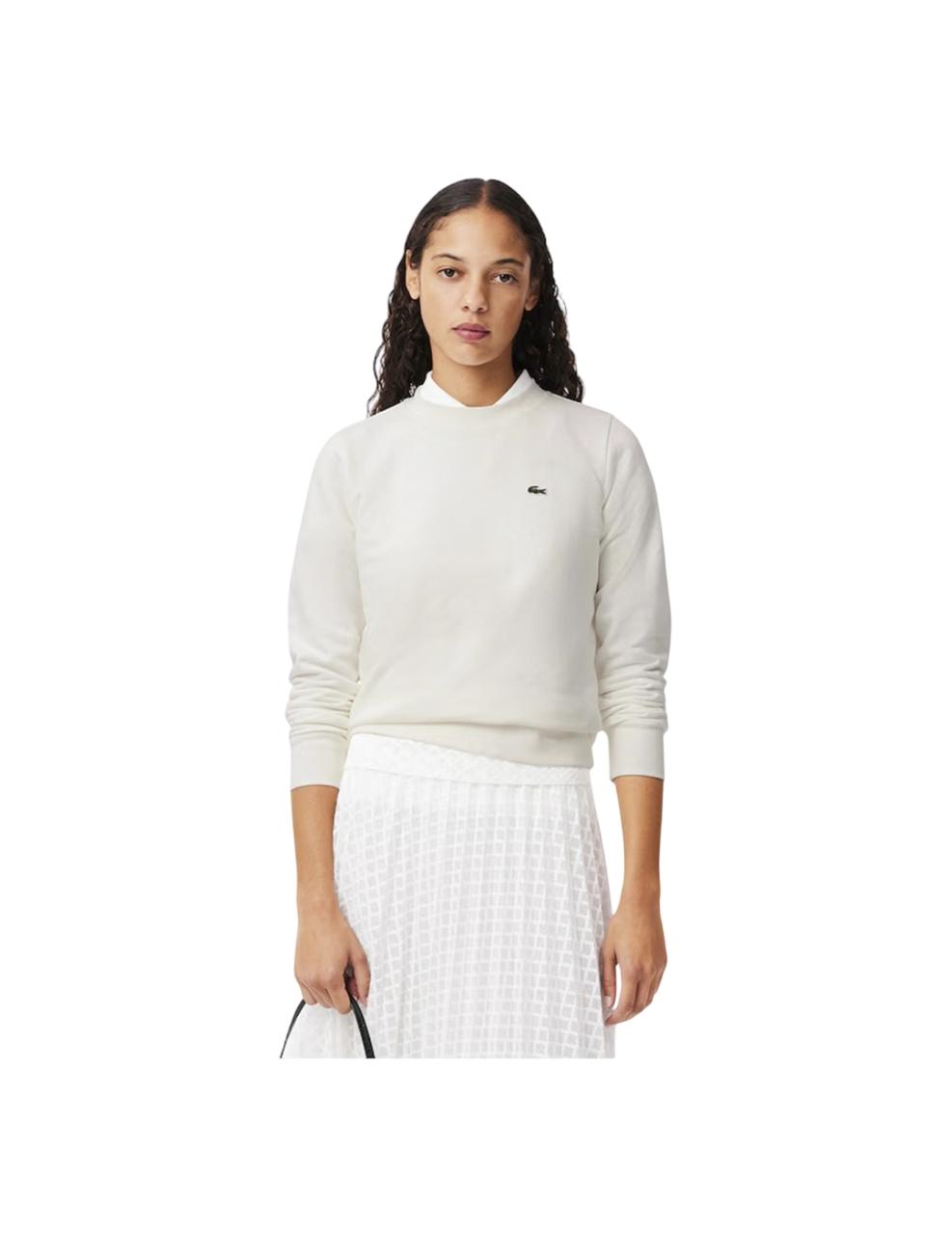 Sudadera Lacoste Unbrushed Fleece Blanca Mujer