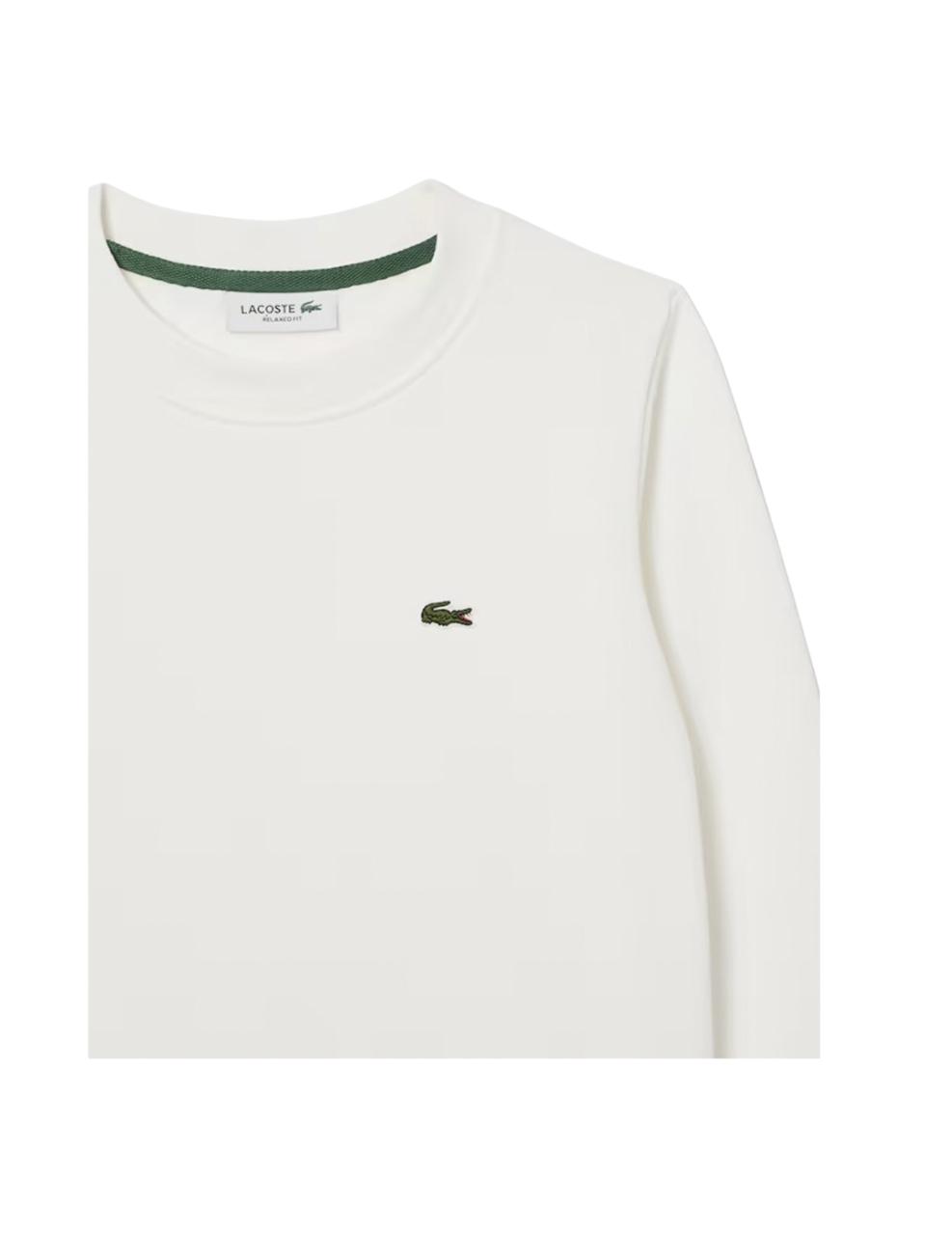 Sudadera Lacoste Unbrushed Fleece Blanca Mujer