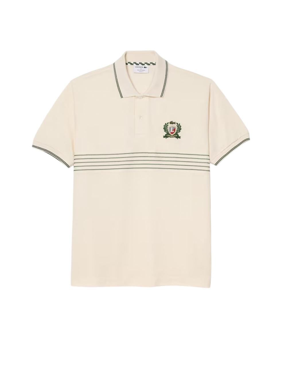 Polo Lacoste L1212 Escudo Beige Hombre