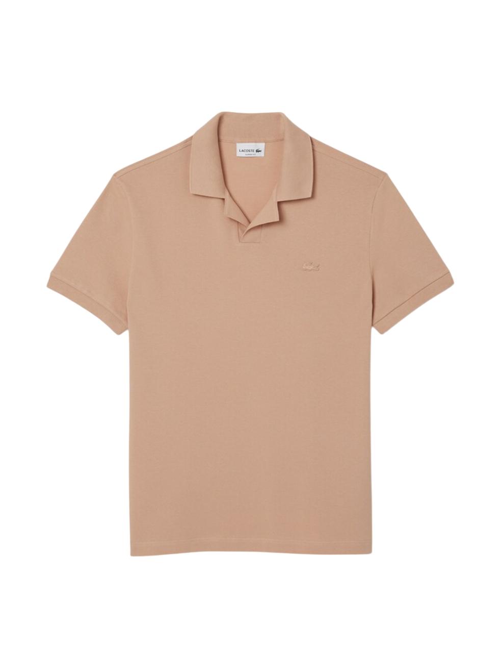 Polo Lacoste Paris Cuello Abierto Rosa Hombre