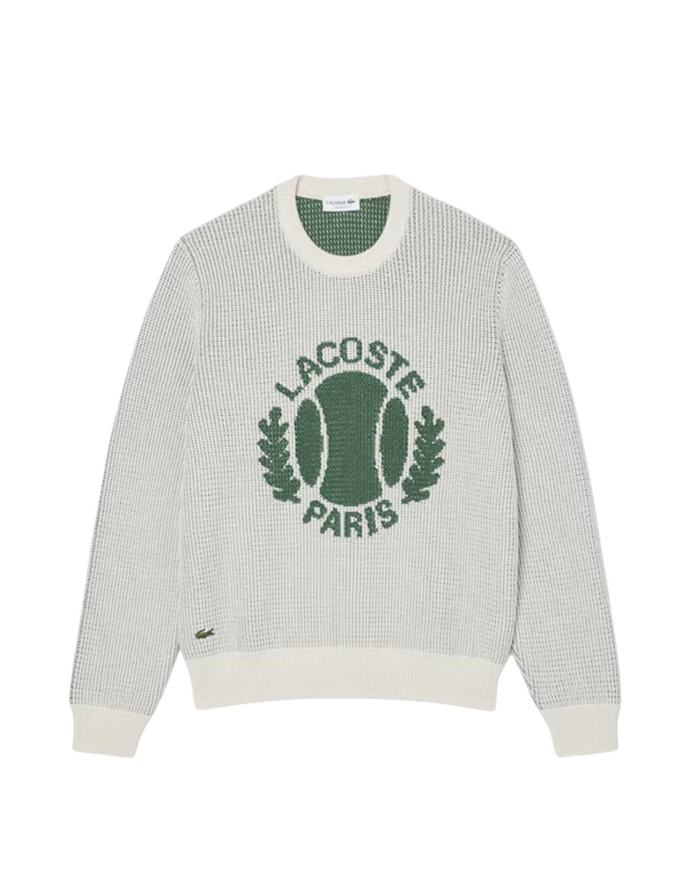 Jersey Lacoste Ribbed Jacquard Verde Hombre
