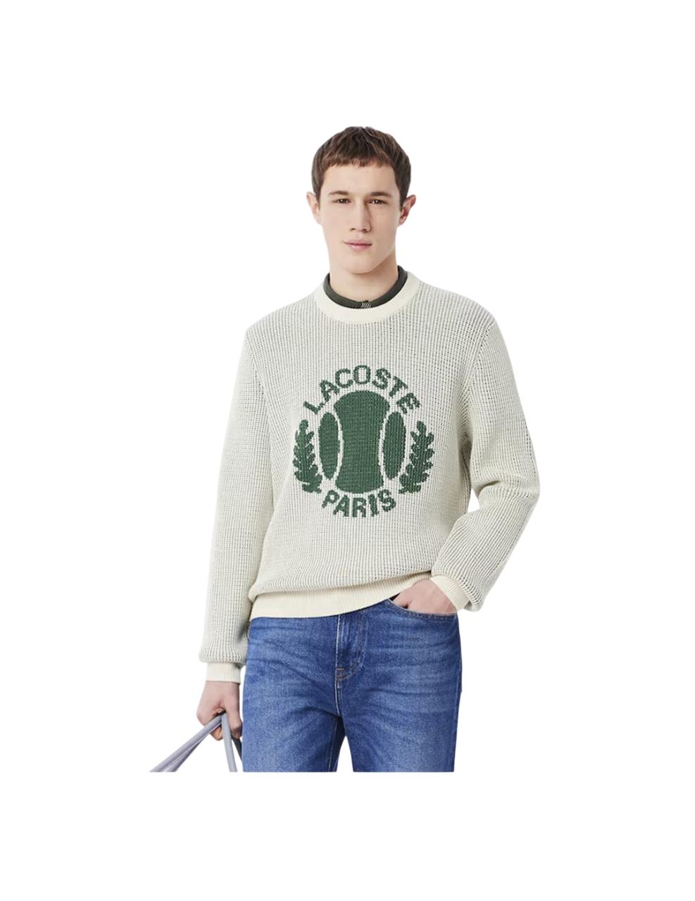 Jersey Lacoste Ribbed Jacquard Verde Hombre