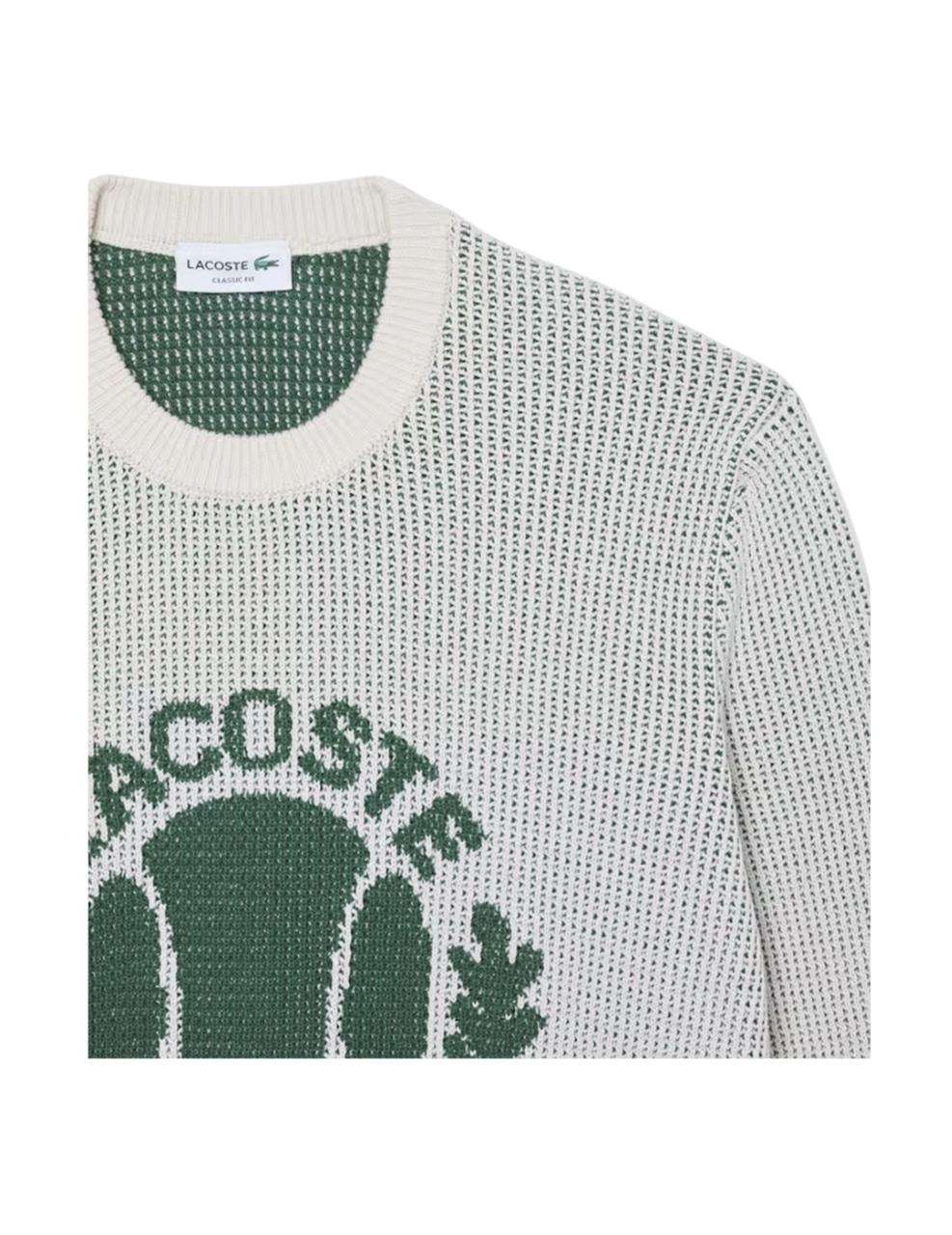 Jersey Lacoste Ribbed Jacquard Verde Hombre