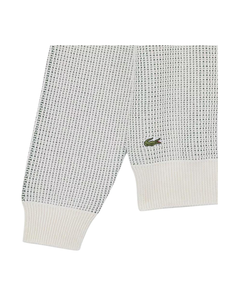 Jersey Lacoste Ribbed Jacquard Verde Hombre