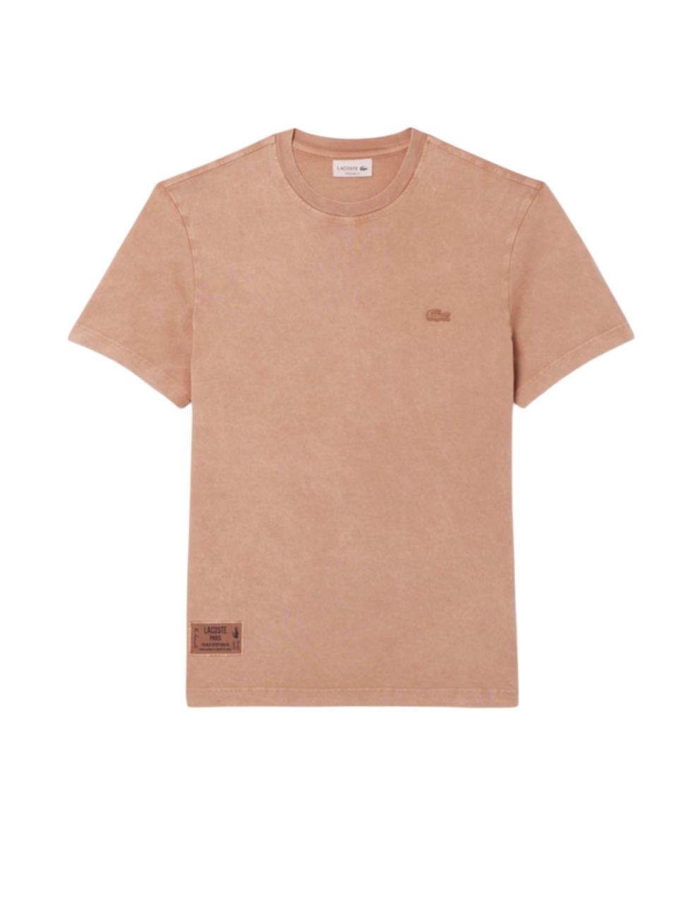 Camiseta Lacoste Washed Effect Rosa Hombre