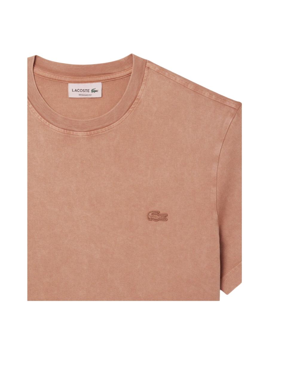Camiseta Lacoste Washed Effect Rosa Hombre