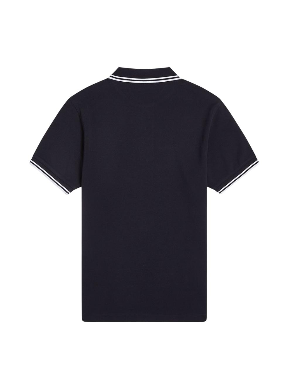 Polo Fred Perry Twin Tipped Marino Blanco Hombre